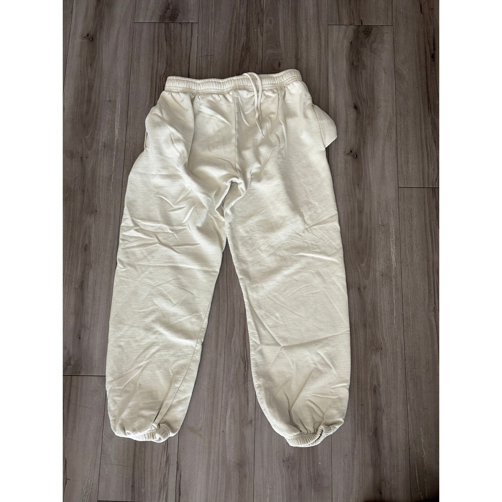 Girl Knows All Cream Off White Fleece Lined Baggy Jogger Sweatpants Large